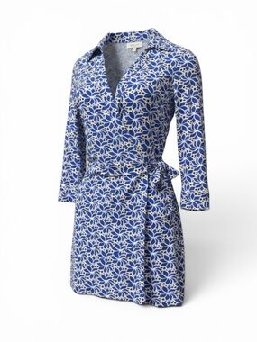 NWT Diane Von Furstenberg DVF Celeste Wrap Romper Blue White Floral Size 14
